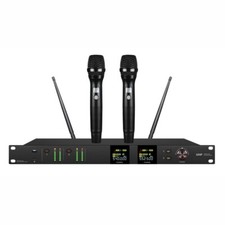 Dual-Channel Handheld Wireless System 2 Hand Wireless Mic Set for Church Theatre