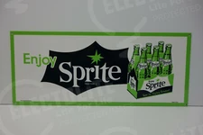  ENJOY SPRITE BOTTLES DIE CUT STEEL ENAMEL SIGN 7 1/2" HIGH BY 18" WIDE COLORFUL