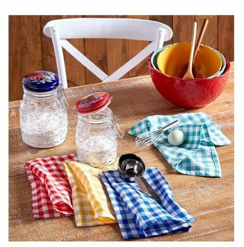 The Pioneer Woman Gingham Cloth Napkins Set of 4 Cotton Blend Fabric 18x18 NWT - Picture 2 of 2