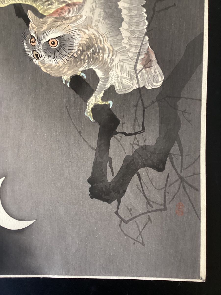 SHOSON KOSON OHARA Japanese Woodblock Print Owl in the