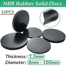 NBR Rubber Solid Discs Flat Round Pad Sealing Non-Slip Cushioning - 1.5mm thick