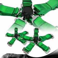 2pcs JDM Green 5 point Camlock Safety Harness Sport Racing Seat Belt Universal 5