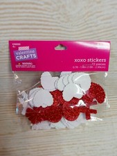 New 72 XOXO Heart Foam Stickers Scrapbooking Thick Valentine's Party Glitter