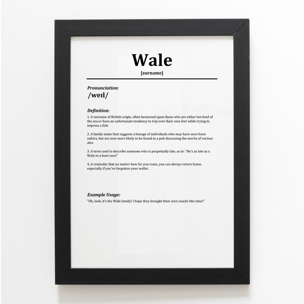 A4 PRINT - Wale - Funny Humorous Family Surname Definition | eBay UK