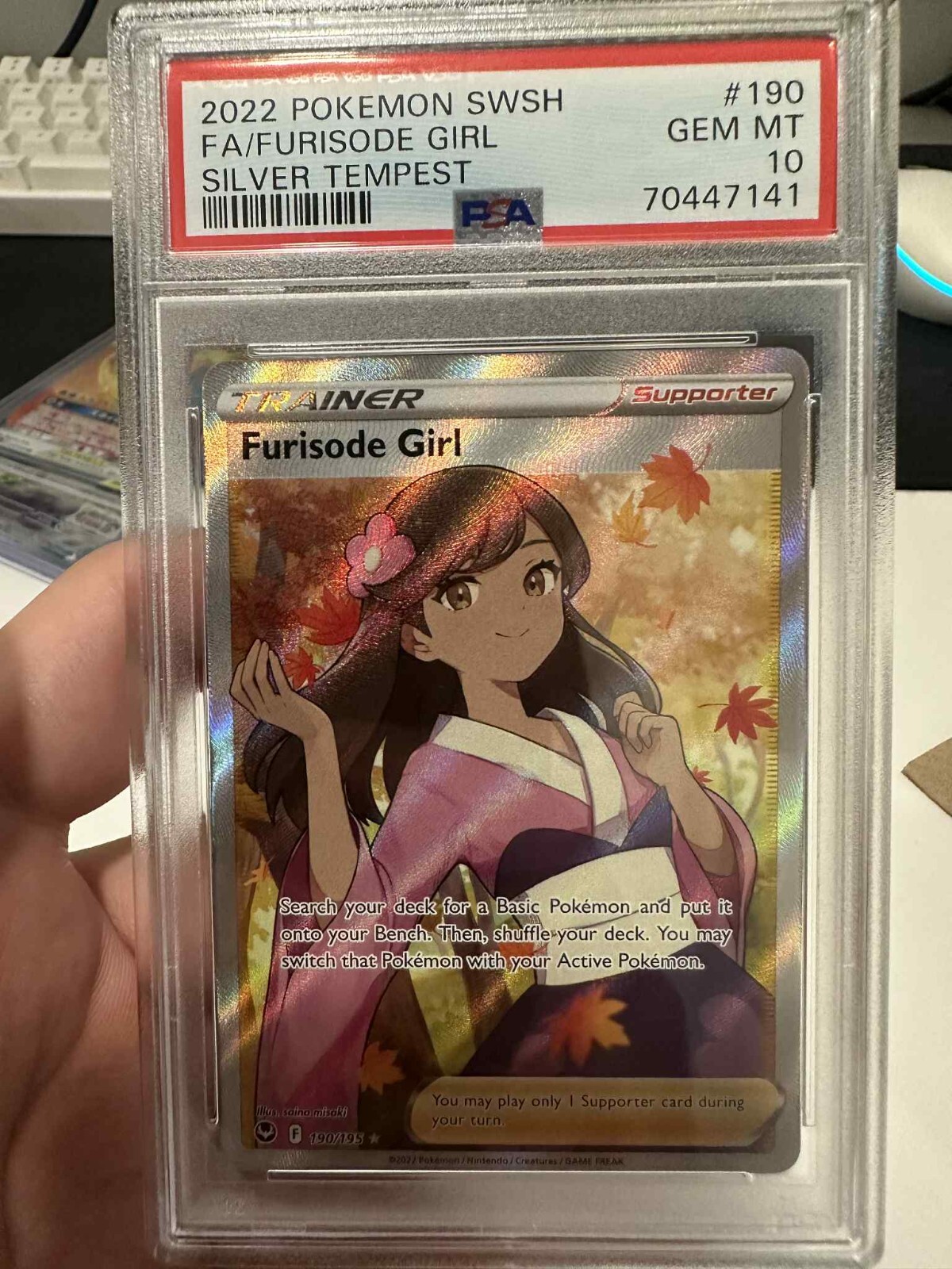 2022 Pokemon Silver Tempest Furisode Girl PSA 10 GEM FULL ART HOLO RARE #190