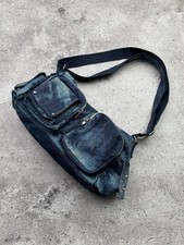 Vintage Y2K Denim Crossbody Bag Shoulder Bag Multi Pocket Utility Messenger Blue
