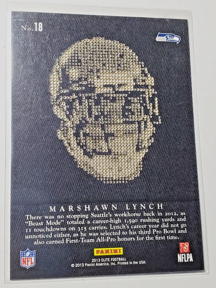 Marshawn Lynch 2013 Panini Elite Portraits #'d 29/49 #18 Insert card Seahawks - Image 3 of 3