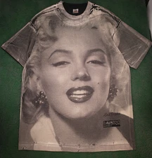 Vintage 90's Marilyn Monroe Big Face RARE TEE SHIRT All Over Print AOP Size XL