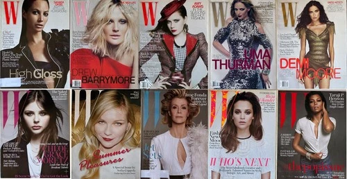 Lot of 10 W Magazines 2009 2013 2014 2015 Movie and TV Icons Very Good Condition
