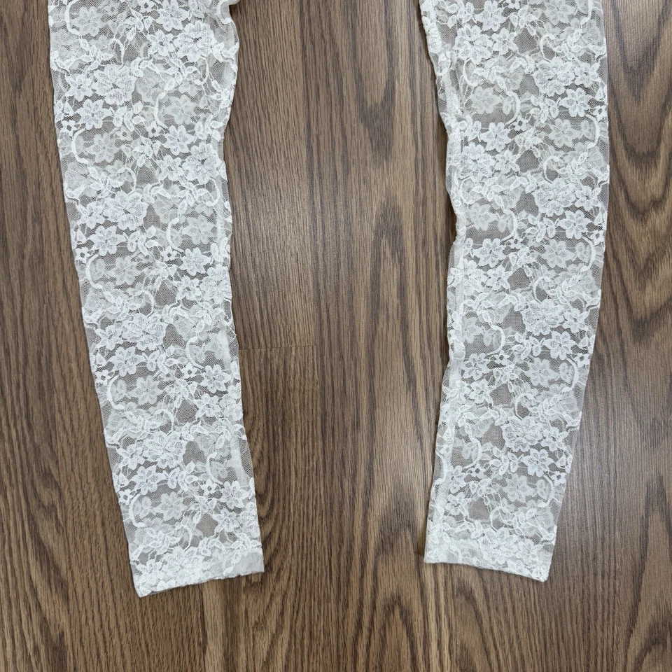 Medias de Colección Sello Húmedo Sin Pies Para Mujer S Marfil Encaje Transparente Floral Coqueta Hada Años 90 Foto 4 de 4