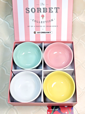 Le Creuset Sorbet Footed Ice Cream Dessert Bowls Set of 4 Matte