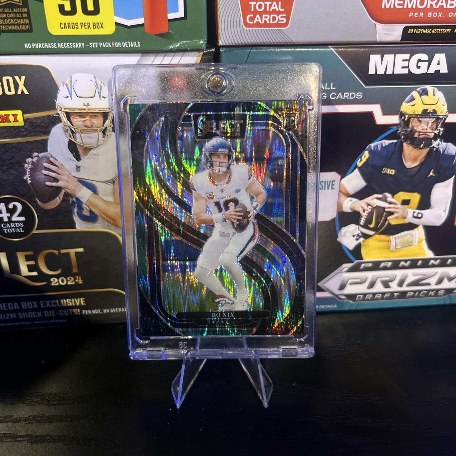 2024 Select Bo Nix Concourse RC Green and Yellow Prizm Shock #117  Broncos