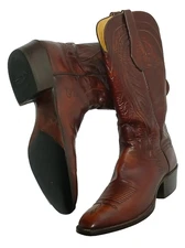 T.O. Stanley Full Self Shine Leather Tooled Boots Men's US 11B