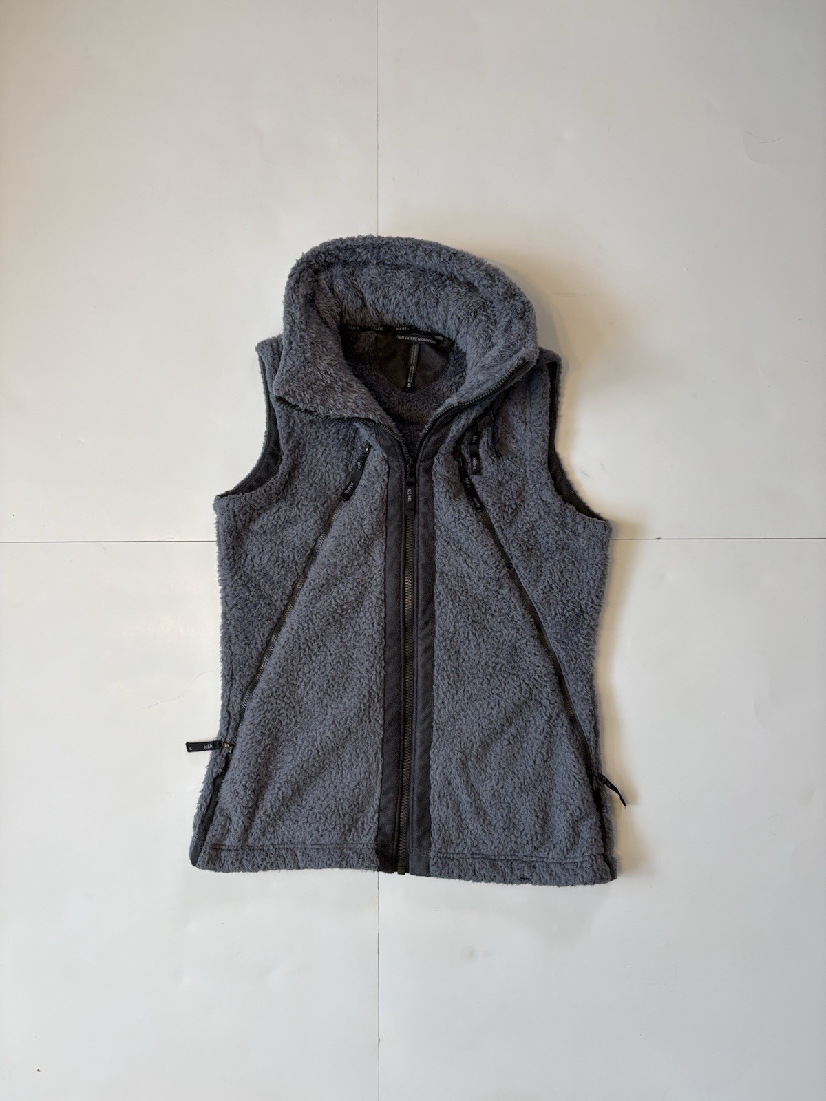 Kuhl Flight Women's Small Grey Fleece Full Zip Sleeveless Vest with Hidden Hood
