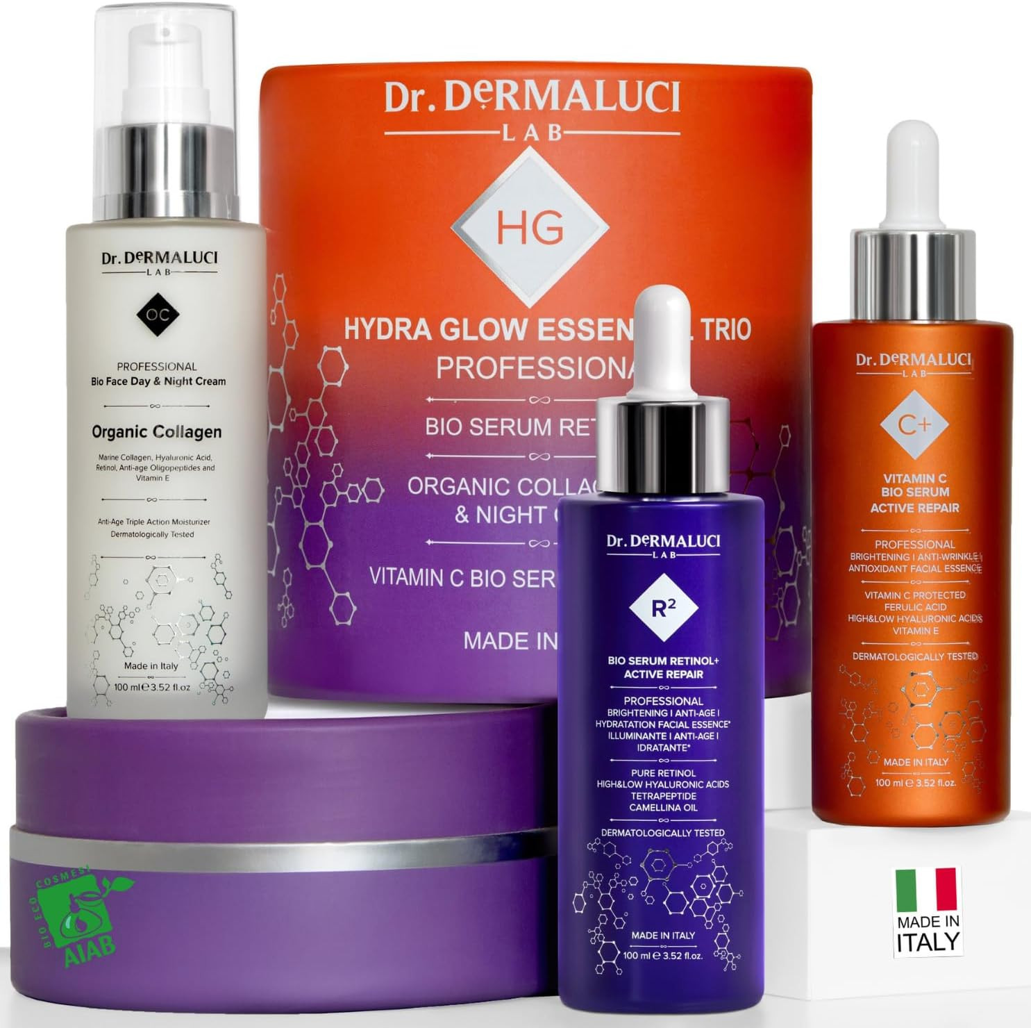 Set Anti-Età Professionale Bio | Vitamina C, Retinolo e Collagene Kit