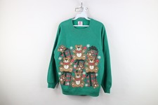 Vintage 80s 90s Streetwear Womens Medium Faded Christmas Bear Sweatshirt USA