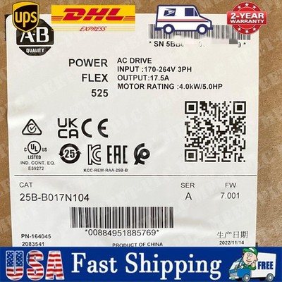 Allen-Bradley 25B-B017N104 PowerFlex 525 AC Drive 240VAC 5HP US Free Tax