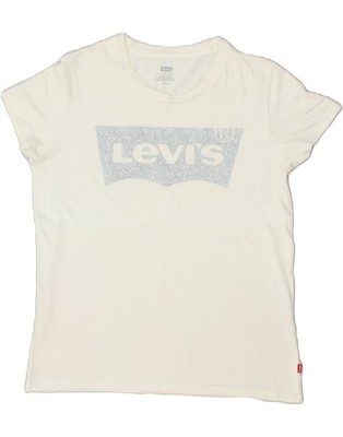 Levi's grafisches Damen-T-Shirt Oberteil UK 10 Small weiß BO15