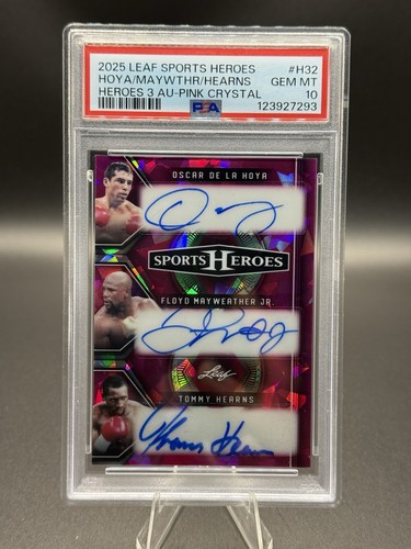 2025 LEAF SPORTS HEROES AUTO- MAYWEATHER- DE LA HOYA -HEARNS 1/3 PSA 10 GEM MT