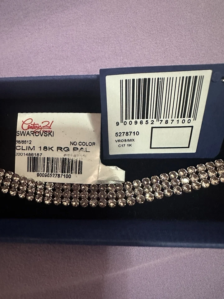 "Brazalete Swarovski Clim, chapado en oro rosa y piedras 5278710, 7,5"" venta al por menor $129" Foto 4 de 4