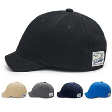 Short Soft Brim Adjustable Baseball Cap Washed Work Vintage Casual Hat Men's Cap