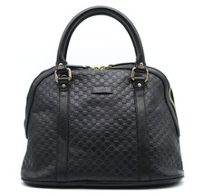 GUCCI Hand Bag Guccissima Leather Black Authentic