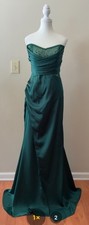Emerald Green Satin Sweetheart Formal Gown   Ruched Prom Dress   Evening