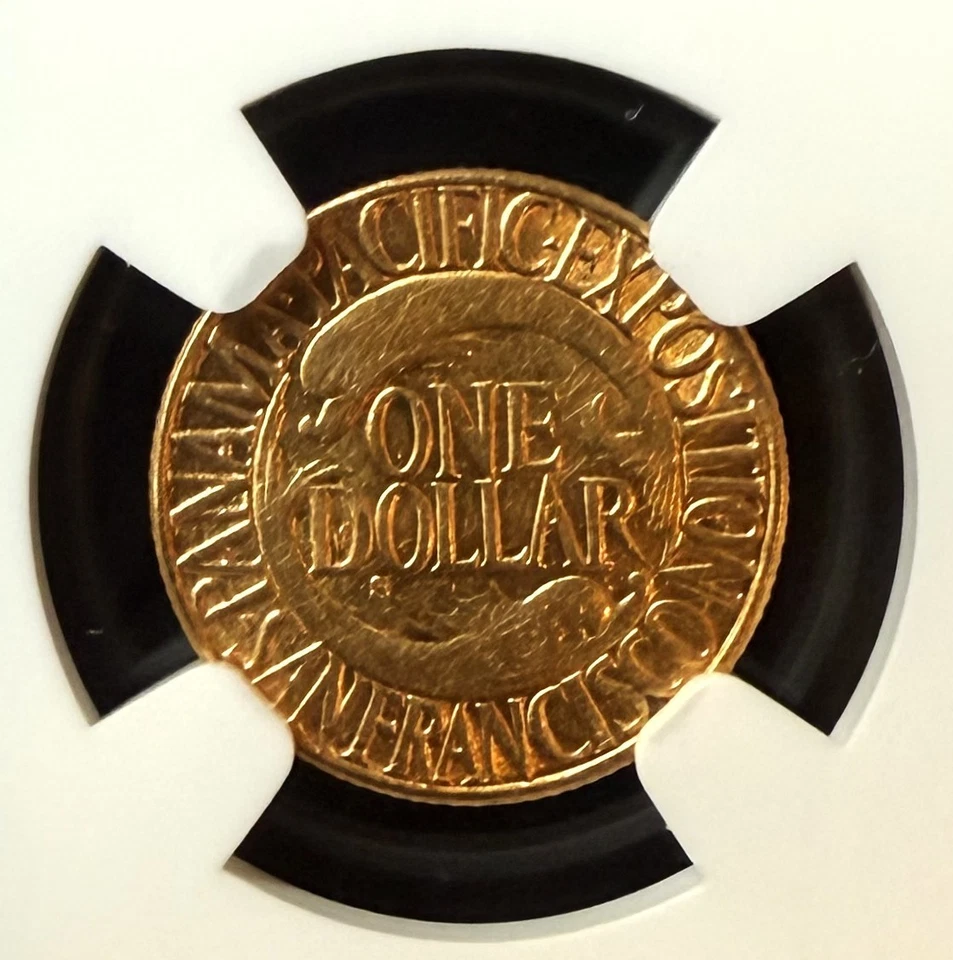 1915 S $1 Gold Panama Pacific Exposition Commemorative - NGC AU55 - Image 3 of 4