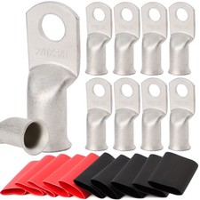 10pcs 2/0 Awg-3/8 Ring Marine Grade Copper Wire Lugs,with 3:1 Heat Shrink Tubing