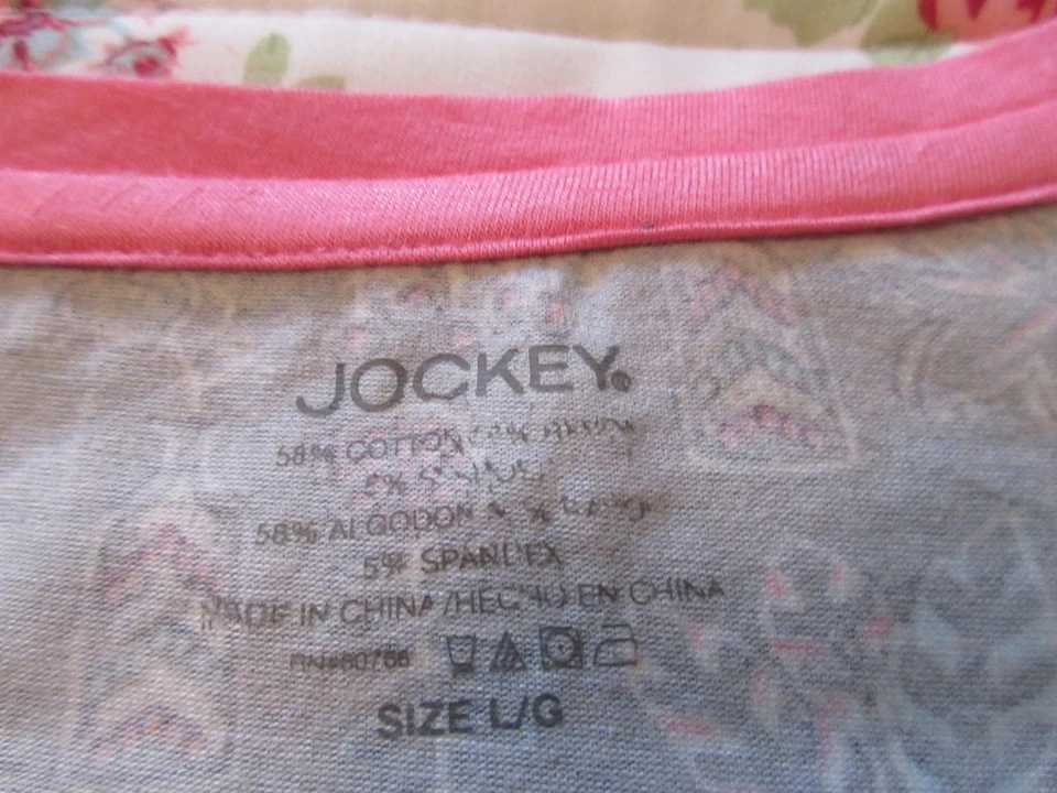 Camisa de noche Jockey para mujer ropa de dormir suave grande gris/melocotón estampado manga corta Foto 3 de 4