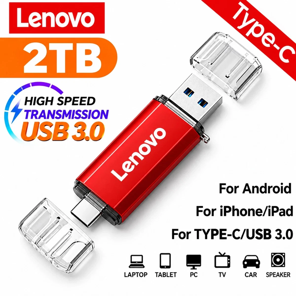 USB Flash Drive 2TB 2 in 1 OTG Type C USB 3.0 Universal Memory Stick