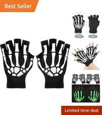 Ghostly Fun: 3 Pairs Skeleton Fingerless Glow in the Dark Gloves for All Ages