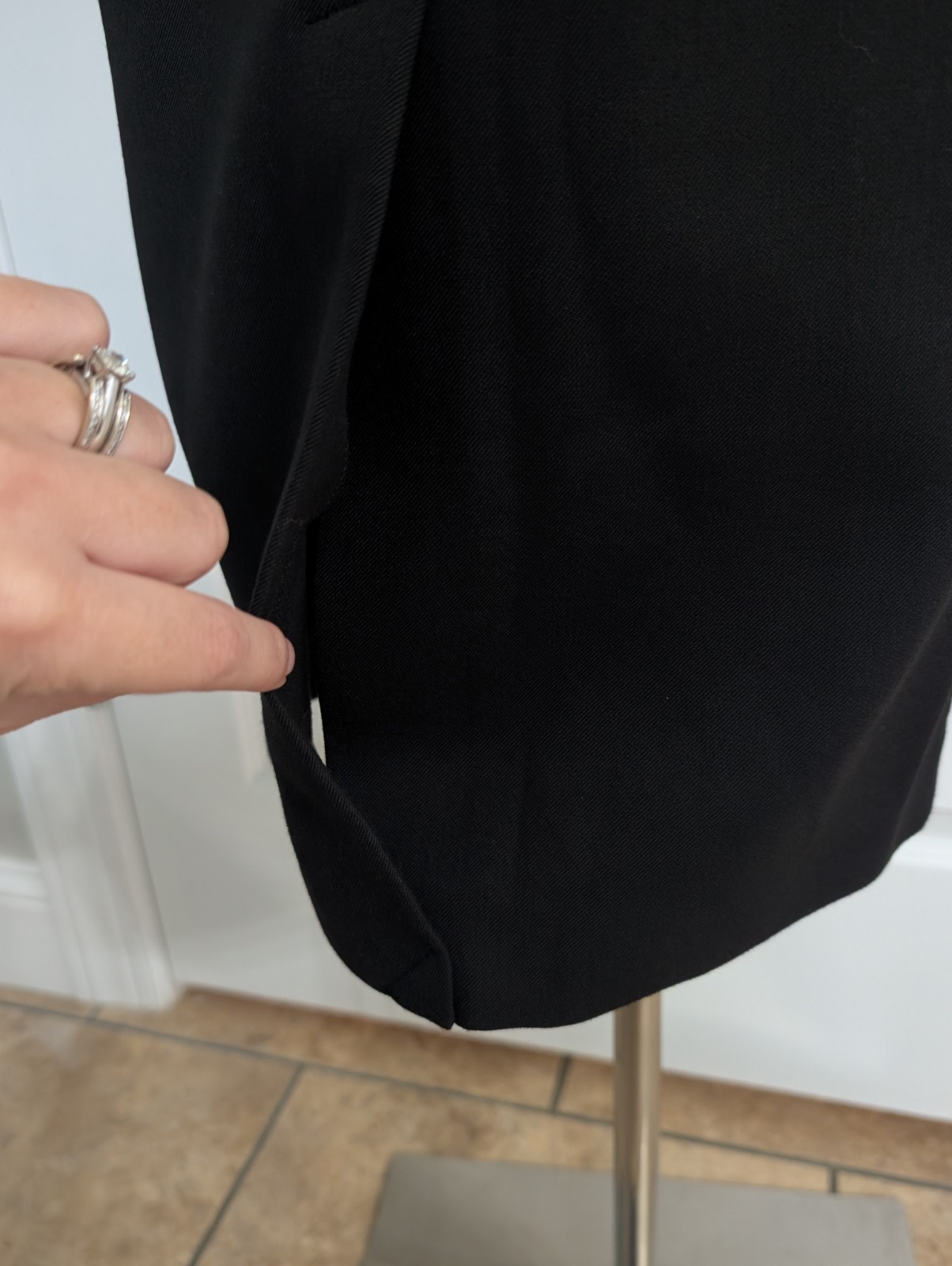 Ted Baker Fleurrr Square Neck Midi Black Dress Peplum Size 1 US 2 Minimalist 