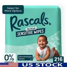 Sensitive Baby Wipes Alcohol Free 216 Count Hypoallergenic Gentle Skin Clean New