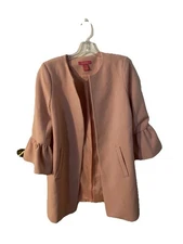 Catherine Malandrino Pink Open Front Long Blazer Jacket Coat Womens 10