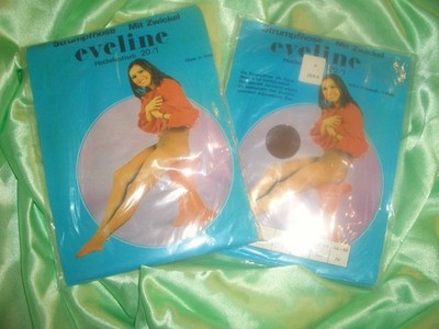RAR 2 x VINTAGE Retro Eveline Nylons Feinstrumpfhosen Gr. 38/40 INKA 20 DEN OVP