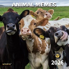 Funny Animal Memes Wall Calendar 2026, 12 Months, 12" x 24", Gift Planning