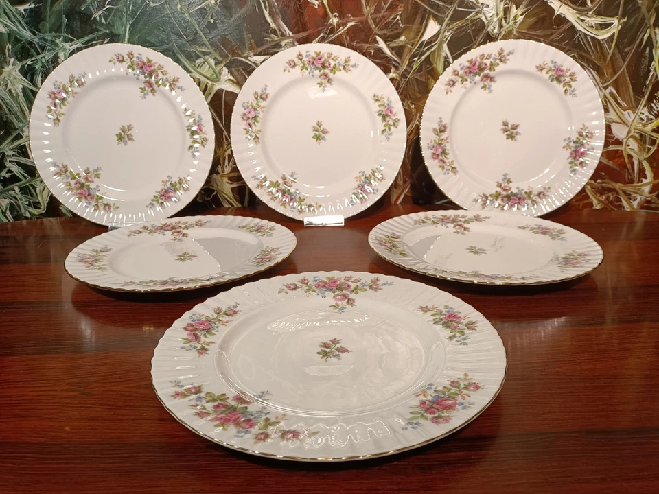 ROYAL ALBERT England MOSS ROSE 6 edle Speiseteller Ø 26cm - Bild 2 von 4
