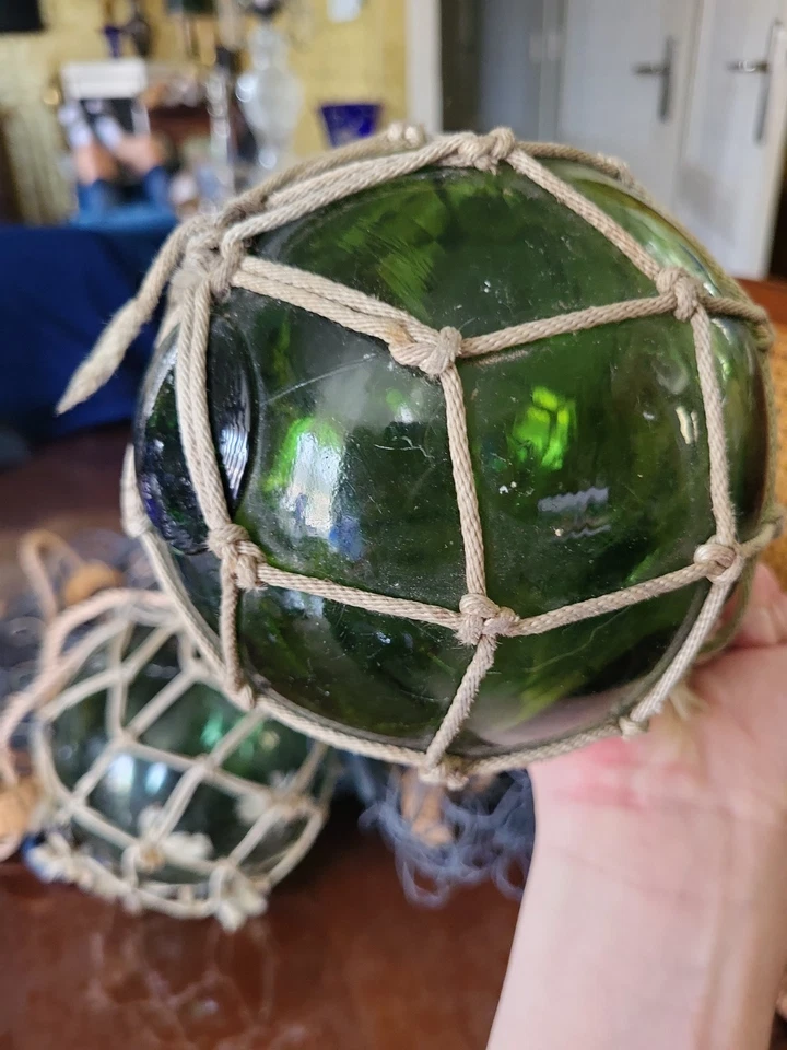 Décoration Marine Flotteur Verre Et Filet De Pêche - Photo 4/4