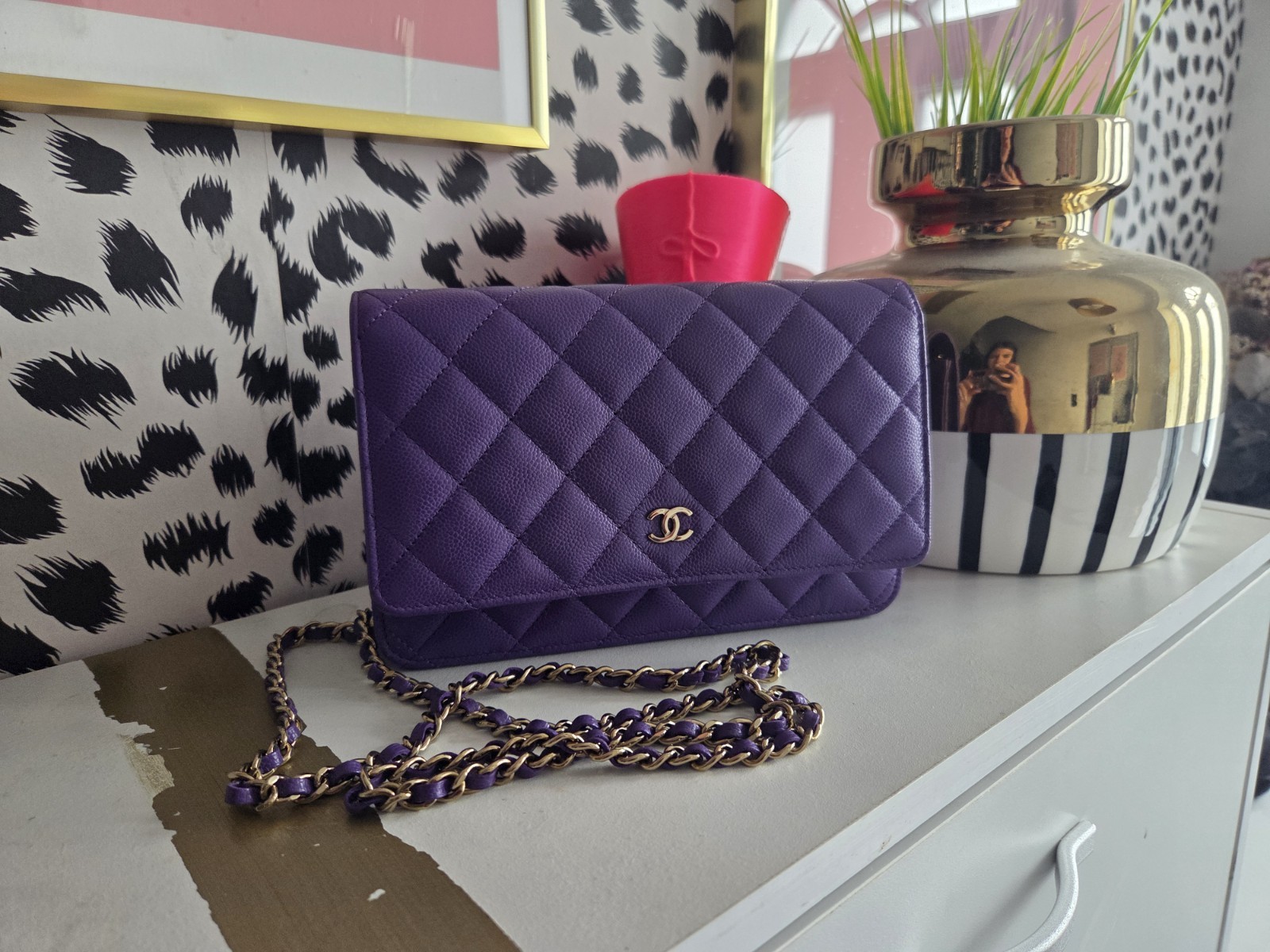 Chanel Wallet On Chain Purple Caviar Leather