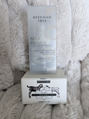 Beekman 1802 Milk Primer SPF 35 + Pure Goat Milk Hand Salve Set NEW