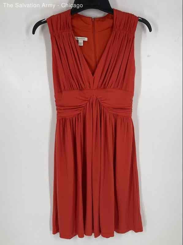 Boston Proper Womens Orange Sleeveless Draped-Waist V-Neck Mini Dress Size 10
