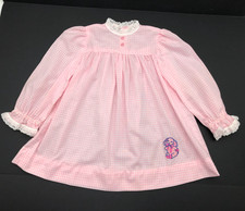 Vintage Handmade Pink Gingham Little Girls Dress see measurementsfor size
