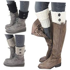 3 Pairs Womens Short Boots Socks Crochet Knitted Boot Cuffs Leg Multicolored Y