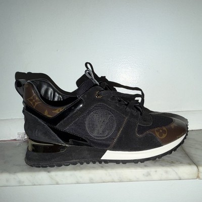 Louis Vuitton Monogram Black/Brown Low Top Lace-Up Sneakers Rubber Sole BM 0222