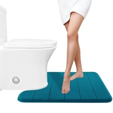 Memory Foam Bath Mat U-Shaped, Soft and Comfortable, Water Absorption, Non-Sl...