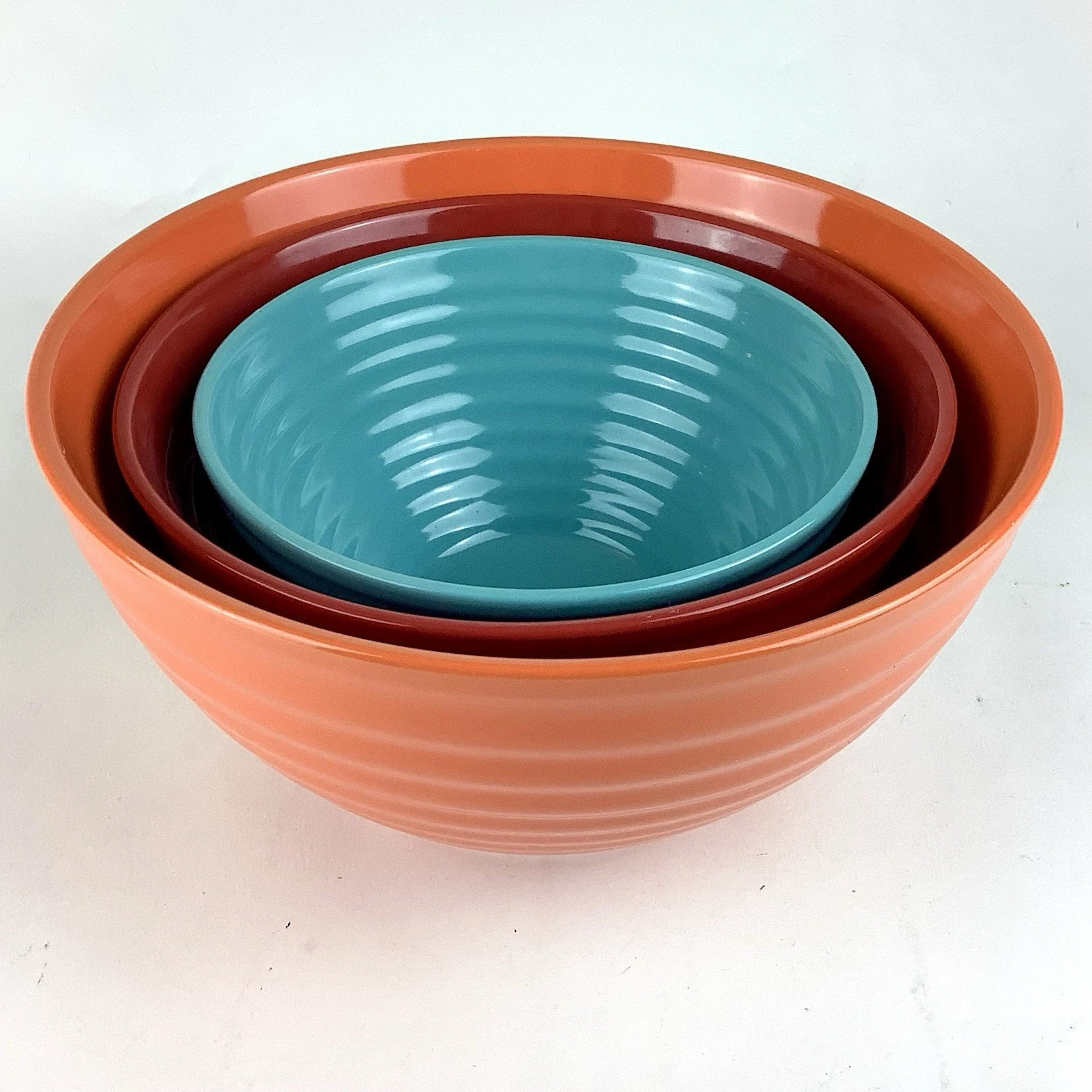 Pioneer Woman Ribbed Mixing Bowls 10", 8.5", 7" Mint Condition
Opens in a new window or tab