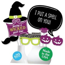 Happy Halloween - Witch Photo Booth Prop Kit, DIY Cardstock Props - 20pc