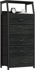 Furnulem Black Dresser with 5 Drawers, Vertical Storage Tower Fabric Dresser for