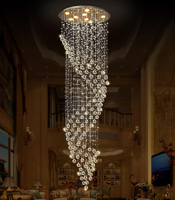 Glam D24'' Crystal Chandelier - LED Dimmable for High Ceilings & Staircases